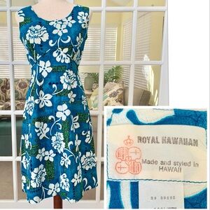 Royal Hawaiian Teal Floral A-Line Dress